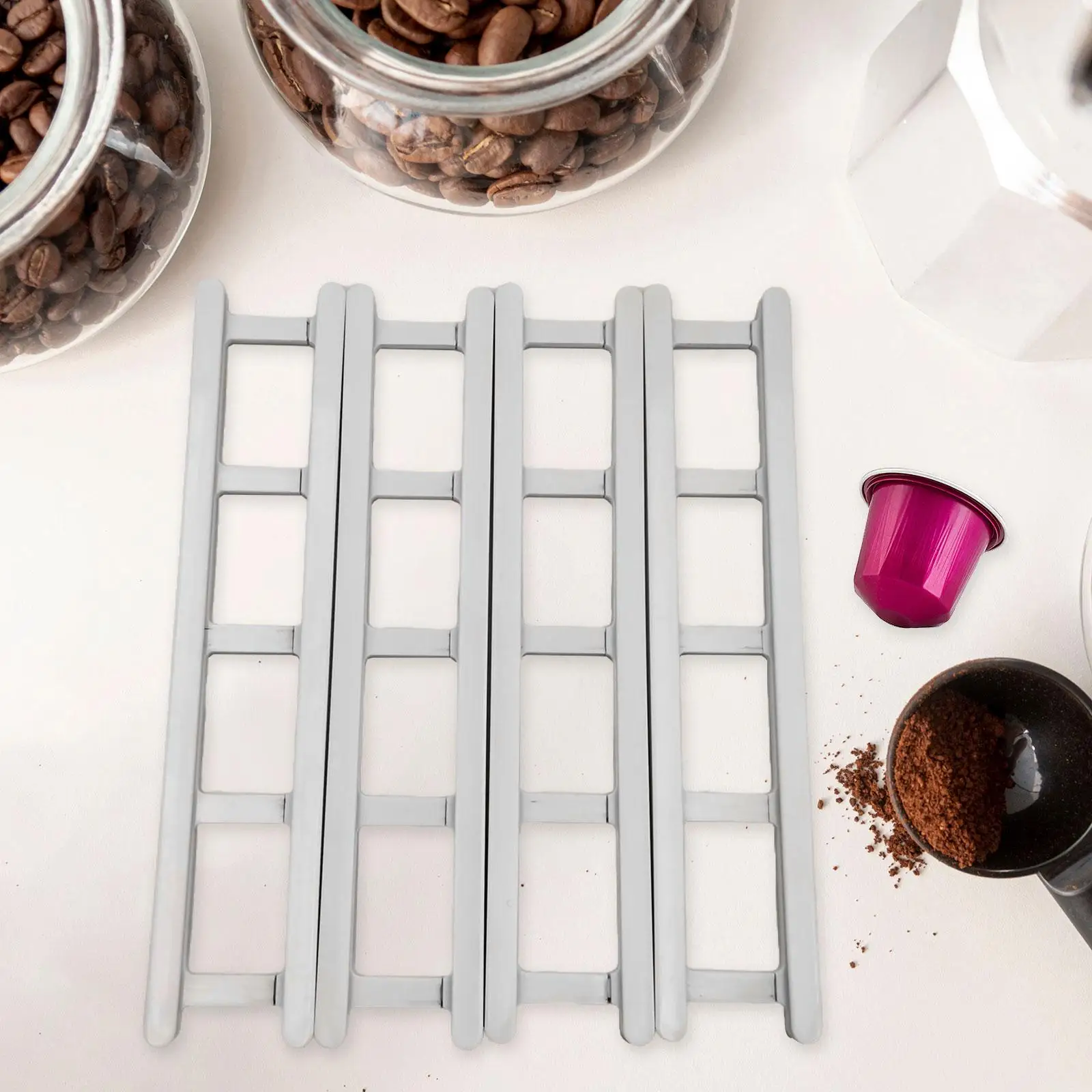 

4 Pieces Coffee Pod Holder Vertically or Horizontally Space Saving Wall or Cabinet Mounted Rack Coffee Pod Shelves for Shops Bar
