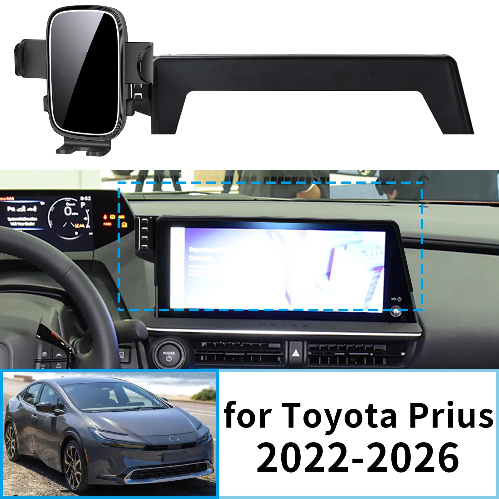 

fit for Toyota Prius 2022 2023 2024-2026 60 Series Stable Clip-On Phone Holder​​ Mount Screen Base No Vibration​ Car accessoires