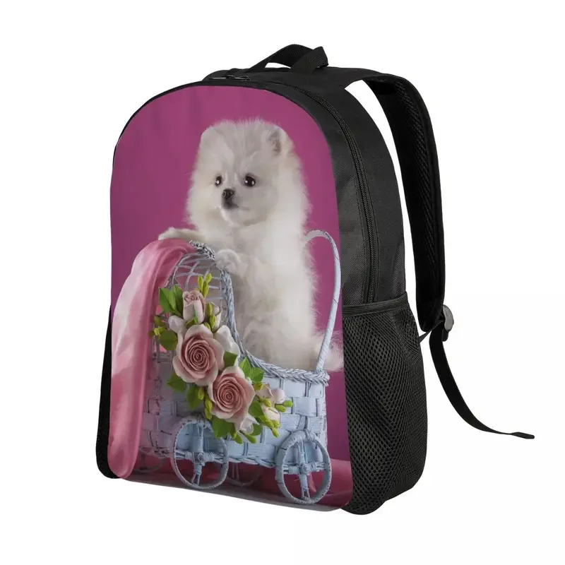 Mochila de viaje con estampado de perro Pomerania para hombre y mujer, morral escolar para ordenador portátil, Spitz Puppy, morral para Estudiante Universitario