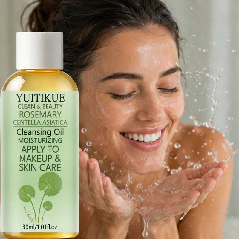 30ml Rosemary Centella Asiatica Cleansing Oil Gentle Makeup Remover Deep Clean Pores Moisturizing Soothing Facial Cleansing Oil