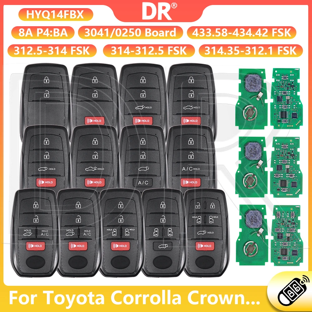 DR3 8A B3N2K2R P4:BA HYQ14FBX Car Remote Key For Toyota Corrolla Highlander Land Cruiser Crown Voxy Prius Venza Alphard Sienna