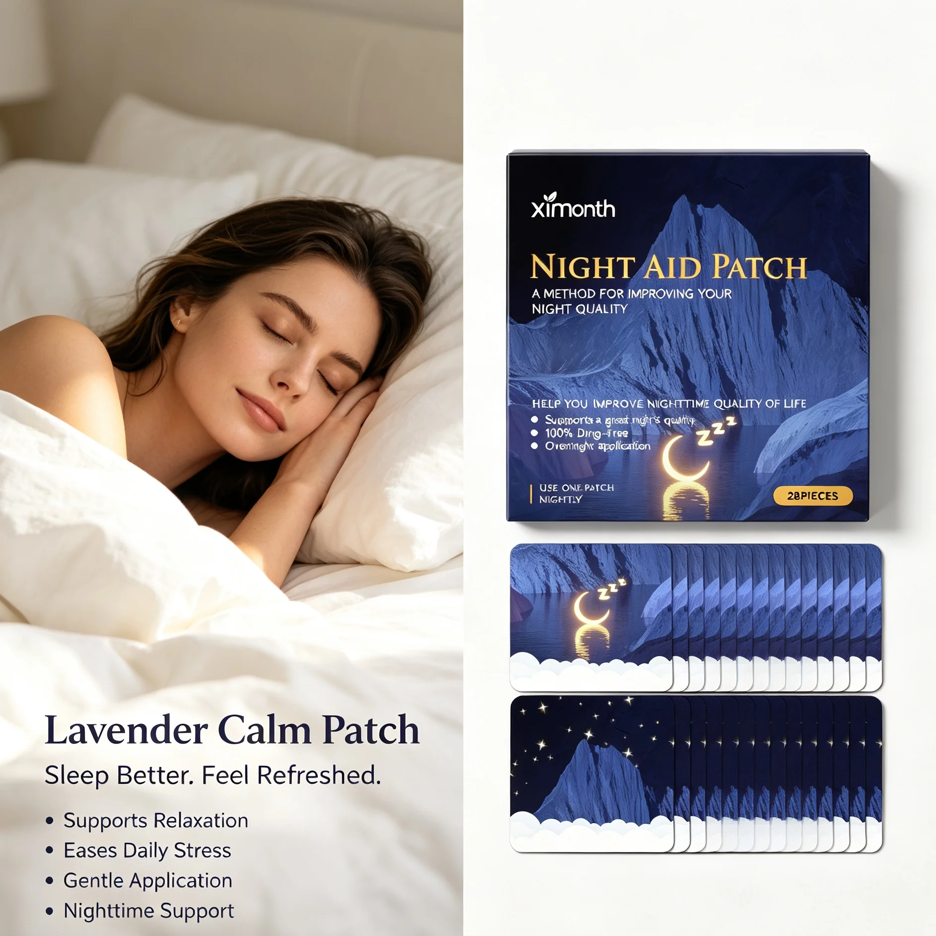 Deep Sleep Patch Natural Herbal Sleep Aid Sticker Relieve Stress Fatigue Calm Mood Help Fall Asleep Fast Nighttime Sleep Care
