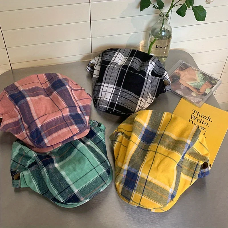 

Women's Korean Style Plaid Beret Lightweight Breathable Summer Newsboy Cap Vintage Fashion Artist Baker Boy Hat