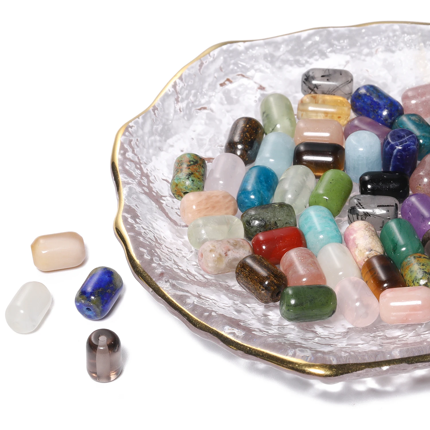 9x6mm 10pcs/lot Natural Stone Colorful Crystal Round Column Spacer Loose Beads For Jewelry Making DIY Handmade Bracelet Necklace
