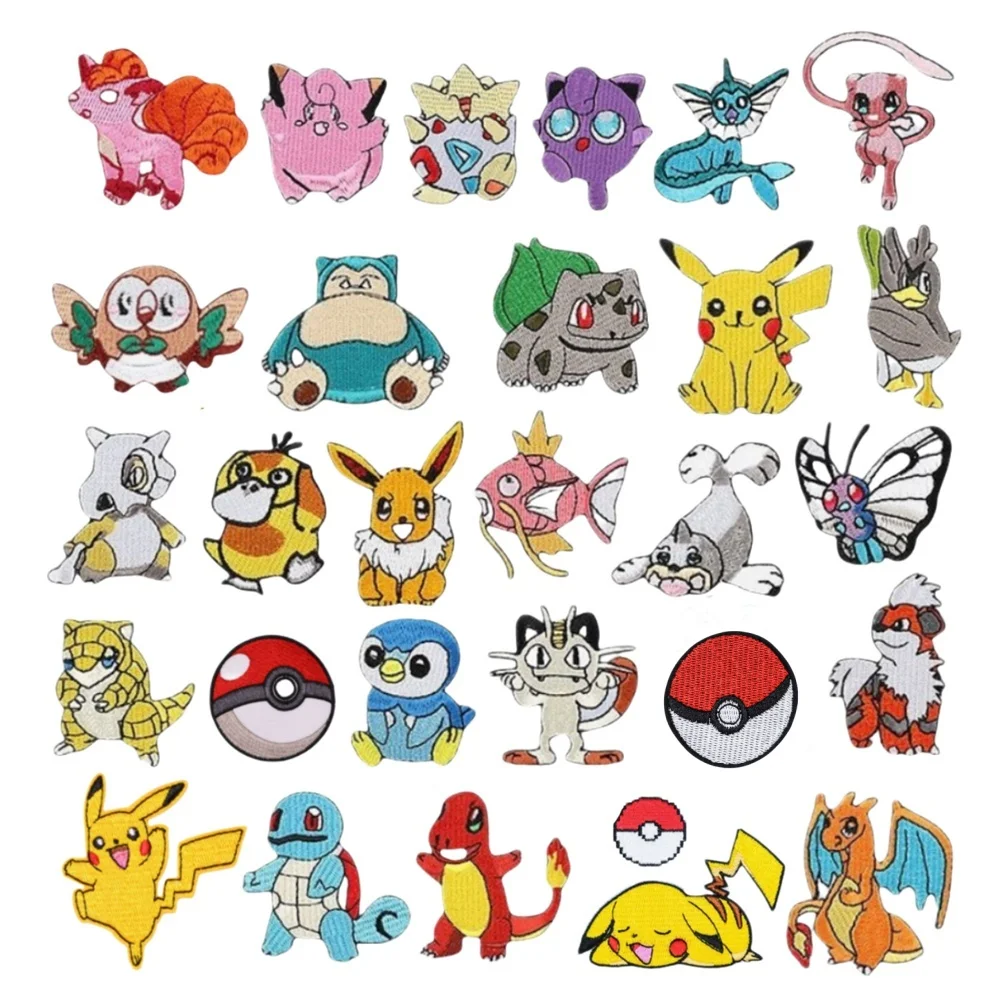 Pokemon Anime Patches auf Kleidung DIY Cartoon Stickerei Patch Nähen Thermoaufkleber auf Jacken Hosen Tasche Zubehör Dekor