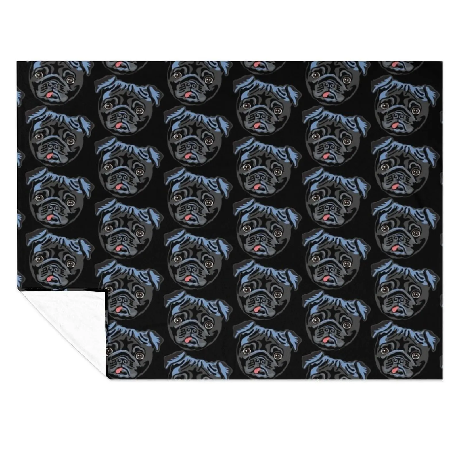 

Black pug Throw Blanket Furry Custom Flannels Blankets