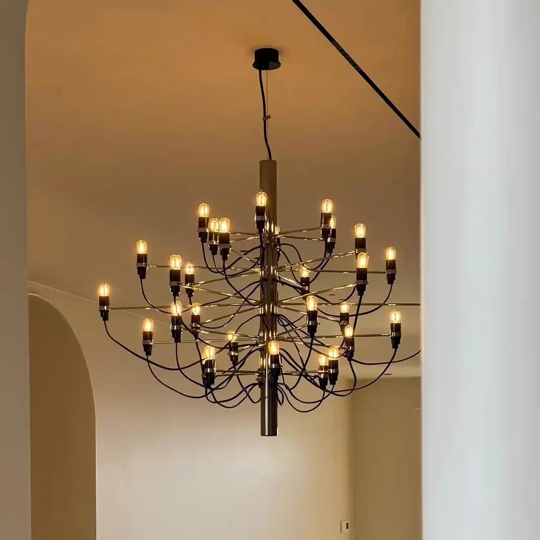 

Italian LOFT Duplex Residential Staircase Chandeliers Living Room Designer High Rise Villa Dining Table LED Lighting Fixtures