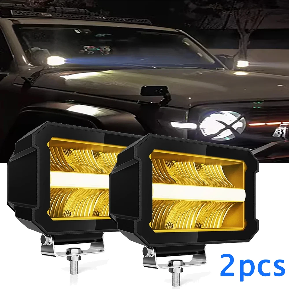 

MICTUNING 2PCS 3 Inch 25W Bezel-Less Yellow LED Work Light Spot Off Road Driving Fog Lights For Motorcycle Jeeps ATV SUV 12V 24V