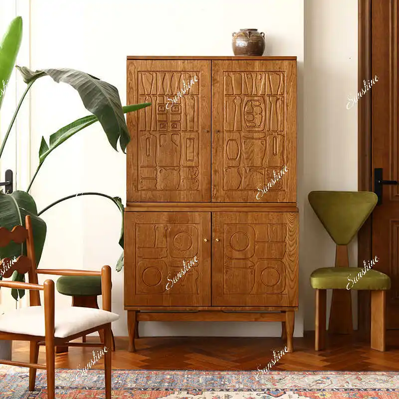 Household small apartment against the wall storage narrow side cabinet FT