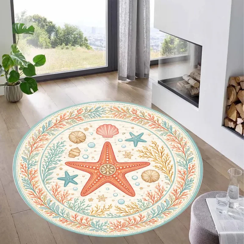 Cute Cat Red Berry Pine Round Rug Festive Winter Kitten Print Non Slip Soft Carpet Bedroom Living Room Holiday Home Decor