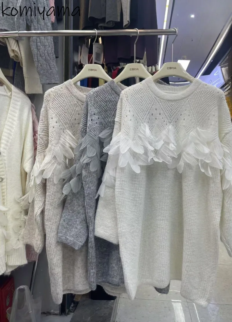 

Hollow O-neck O Ut Ropa Mujer 2024, женский свитер, верхняя одежда с длинными рукавами, весенне-осенняя одежда, женские новые мягкие пуловеры