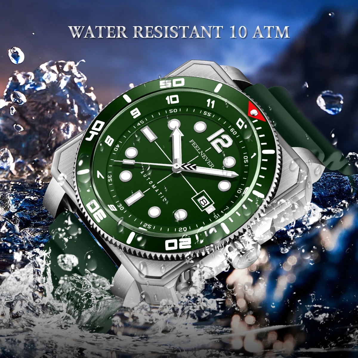 FeelNever Movement Automatic Dive Watch for Men 316 Steel Wristwatch 8215 Movement Sapphire Sports Mechanical Male Watches