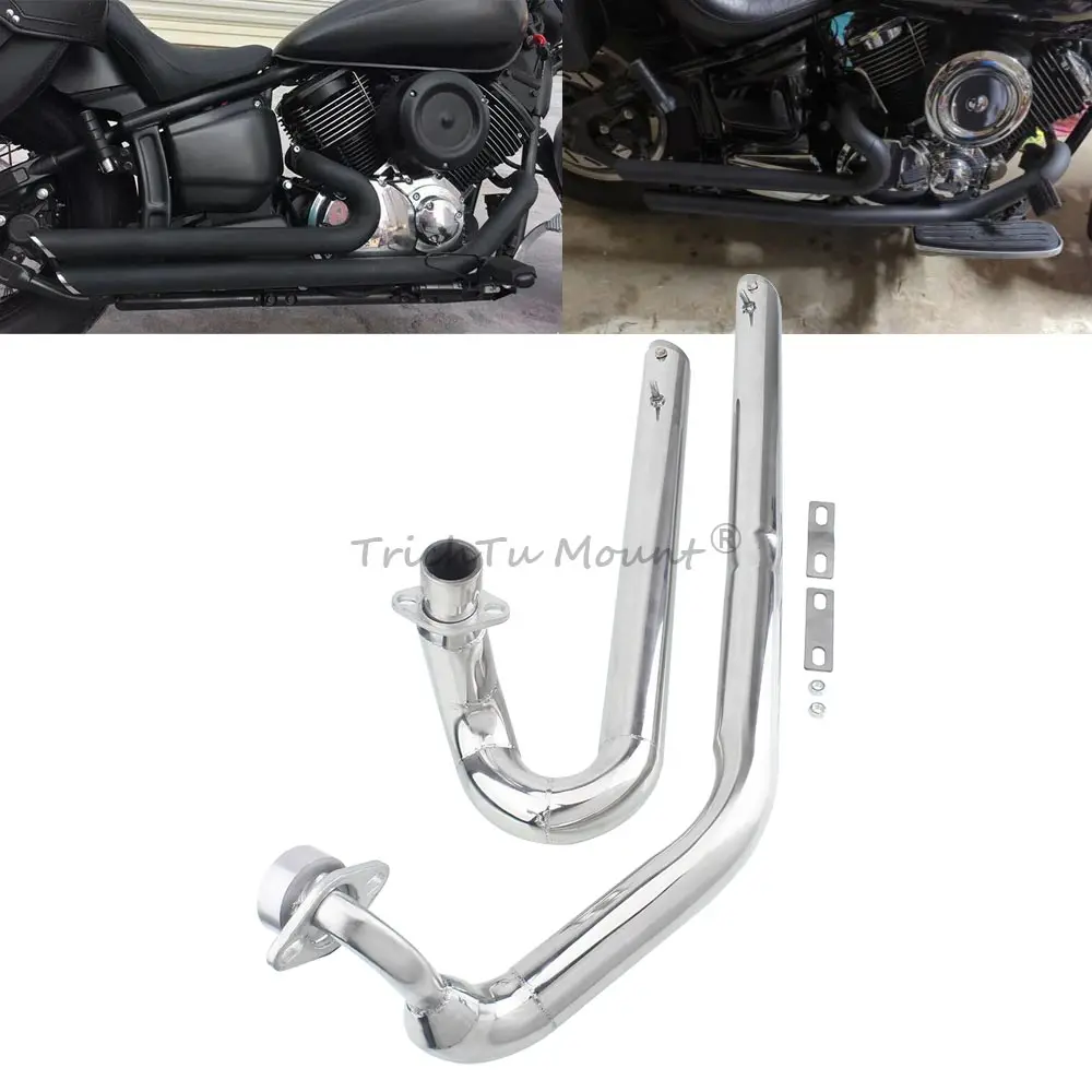 Exhaust Motorcycle Exhaust Pipes Compatible With Yamaha V Star Xvs1100 Drag Star 1100 1998-2009 Complete Exhaust System Chrome