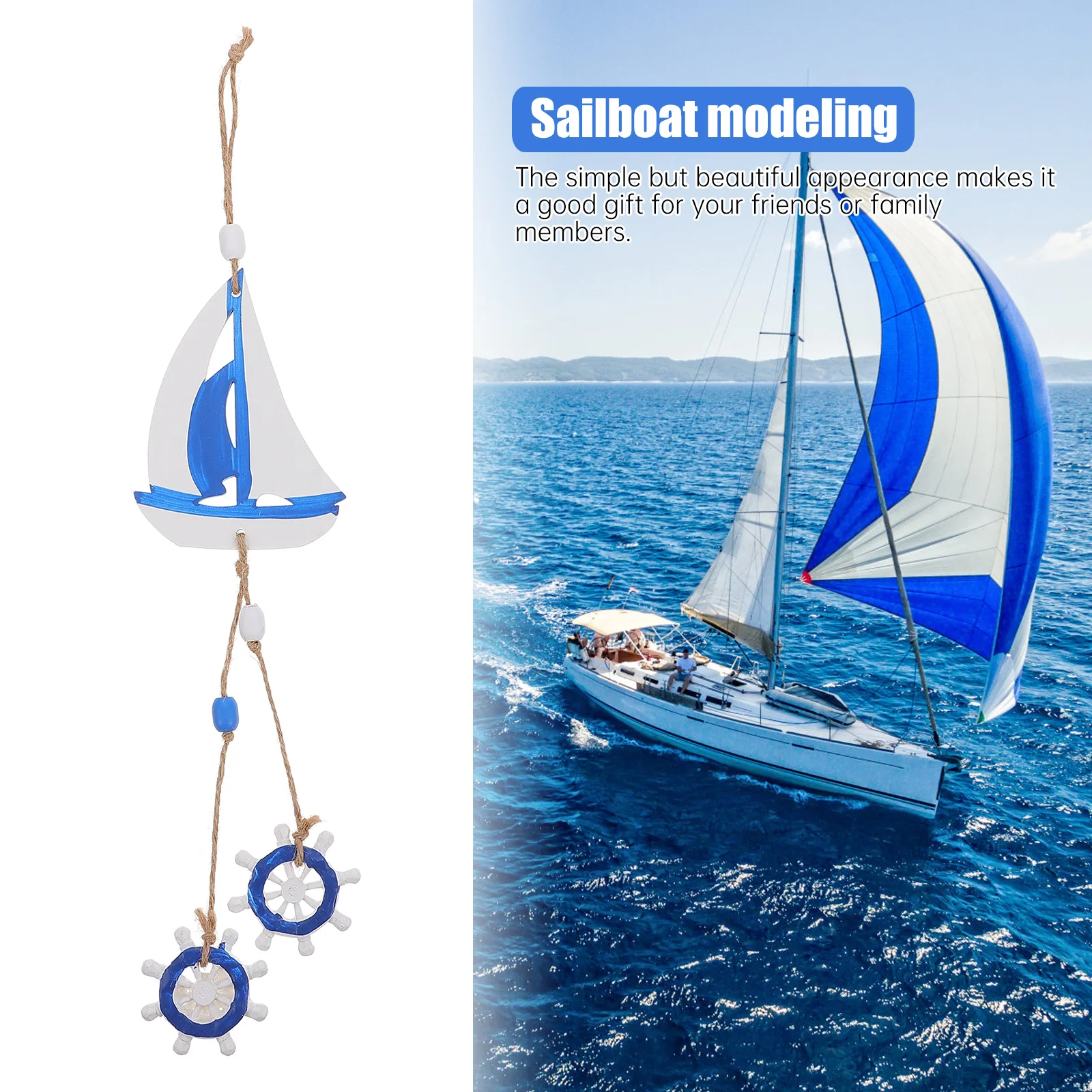 

Nautical Pendant Mediterranean Style Mini Ornament Refreshing Color Modern Elegant Delicate Hanging Decor Sailing Theme Decor