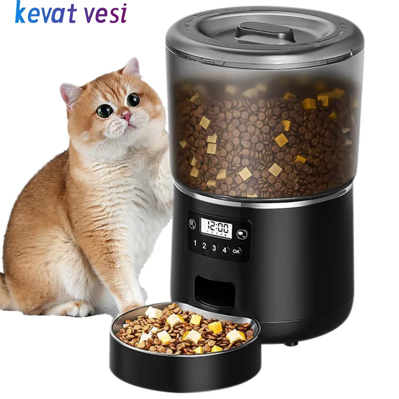 

4L Automatic Cat Feeder Large Capacity Timed Smart Pet Food Dispenser for Dogs Cats Detachable Kitten Feeding Bowl Pet Supplies