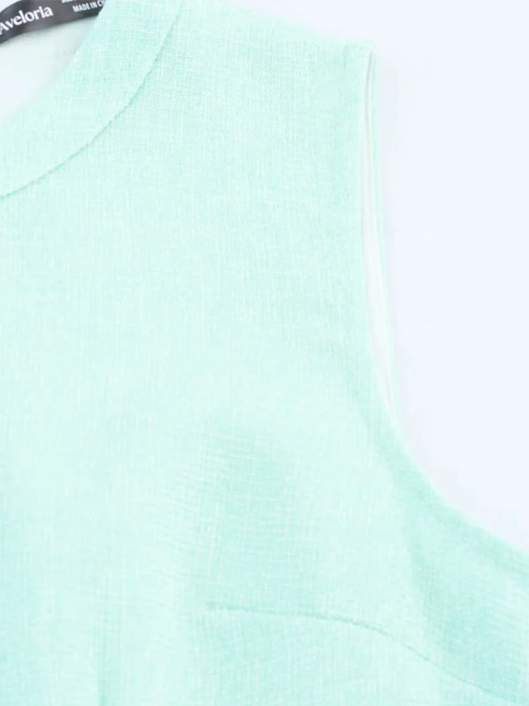 Neues Damen-Retro-Kleid mit Rundhalsausschnitt im europäischen und amerikanischen Stil, ärmellos, Temperament, schmale Passform, plissiertes Spleißen, grobes Spinnenkleid