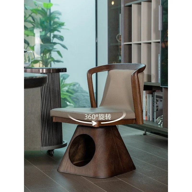People and pets share rotating solid wood master chair, black walnut tea chair, antique cat stool, cat house tree hole