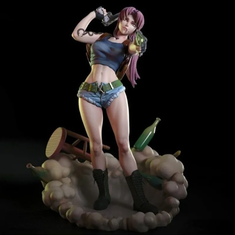 1/24 Scale Double Gun Female Warrior Resin Figure Assembly Model Kit Fantasy Hobby Miniature Unassembled Unpainted Free Shipping