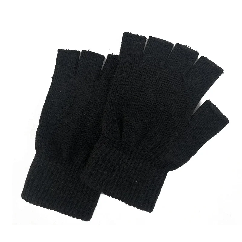 

Winter Half Finger Fingerless Gloves Unisex Outdoor Mittens Short Warm Glove Women Men Wool Knit Gloves Elastic Comfort Glove