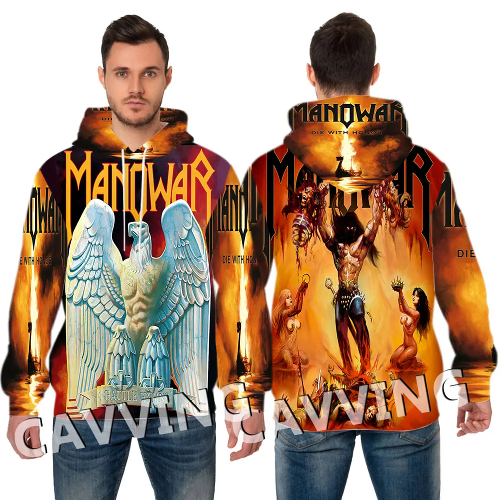 Nowa moda Manowar Band 3D ubrania z nadrukiem Streetwear męskie bluzy z kapturem modna bluza z długim rękawem pulowerowe topy