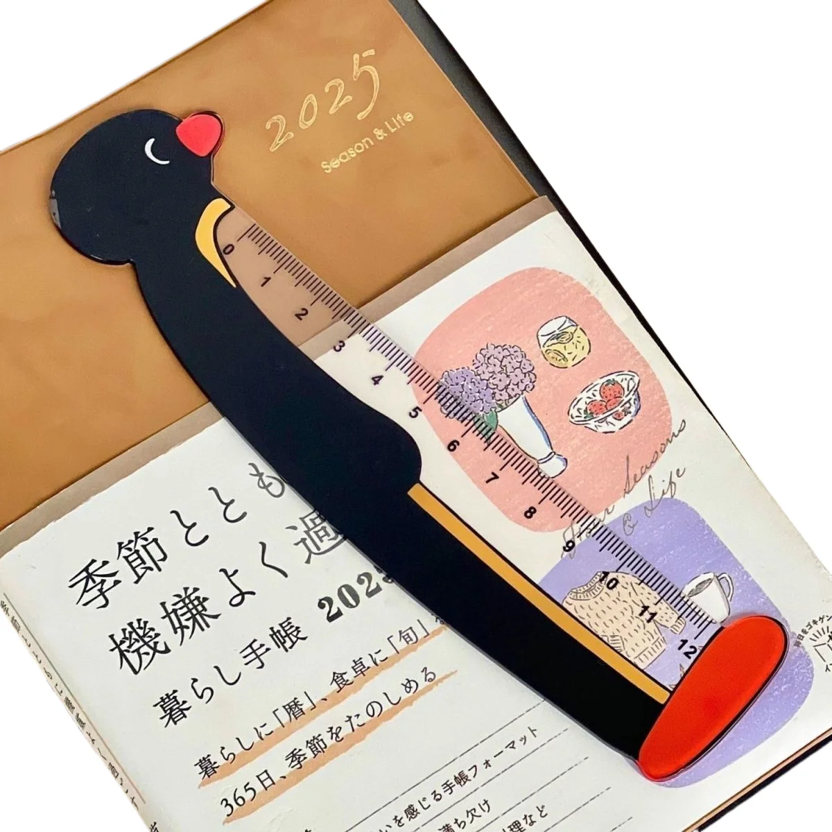Cute Anime Pingu Penguin Shaped Straight Ruler Multifunctional Bookmark, Ins Style Acrylic Stationery for Kids Students Birthday