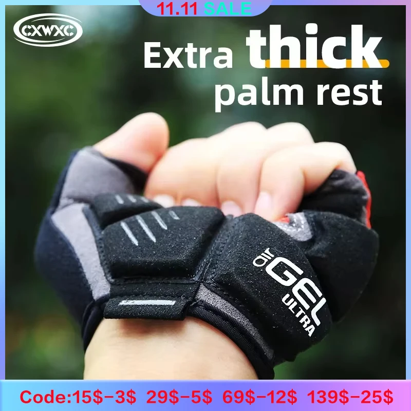 Gants de vélo demi-doigt antichoc avec GEL épais Silicone respirant anti-dérapant vtt vélo de route cyclisme gants à dégagement rapide