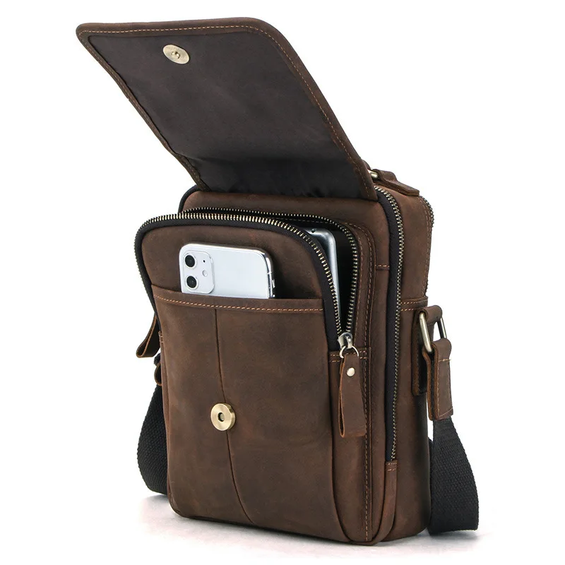 Borsa da uomo nuova alla moda Borsa a tracolla orizzontale da uomo Borsa a tracolla in pelle bovina Trend Borsa da uomo in vera pelle da uomo con una spalla