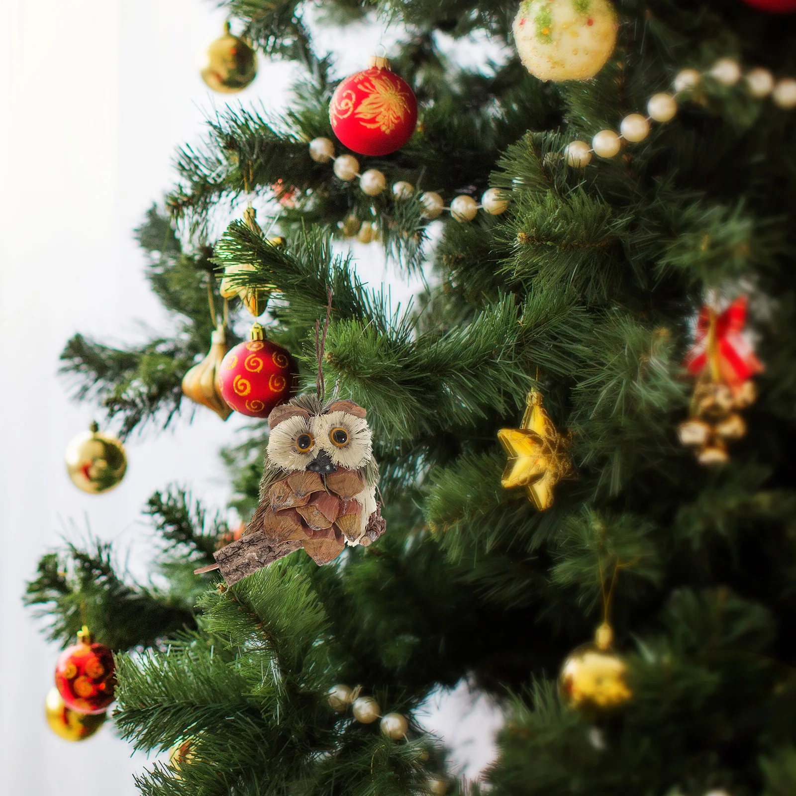 

1Pcs Handwoven Owl Decor Festival Hanging Pendant Durable Sturdy Easy Install Energetic Space Straw Woven Pendant