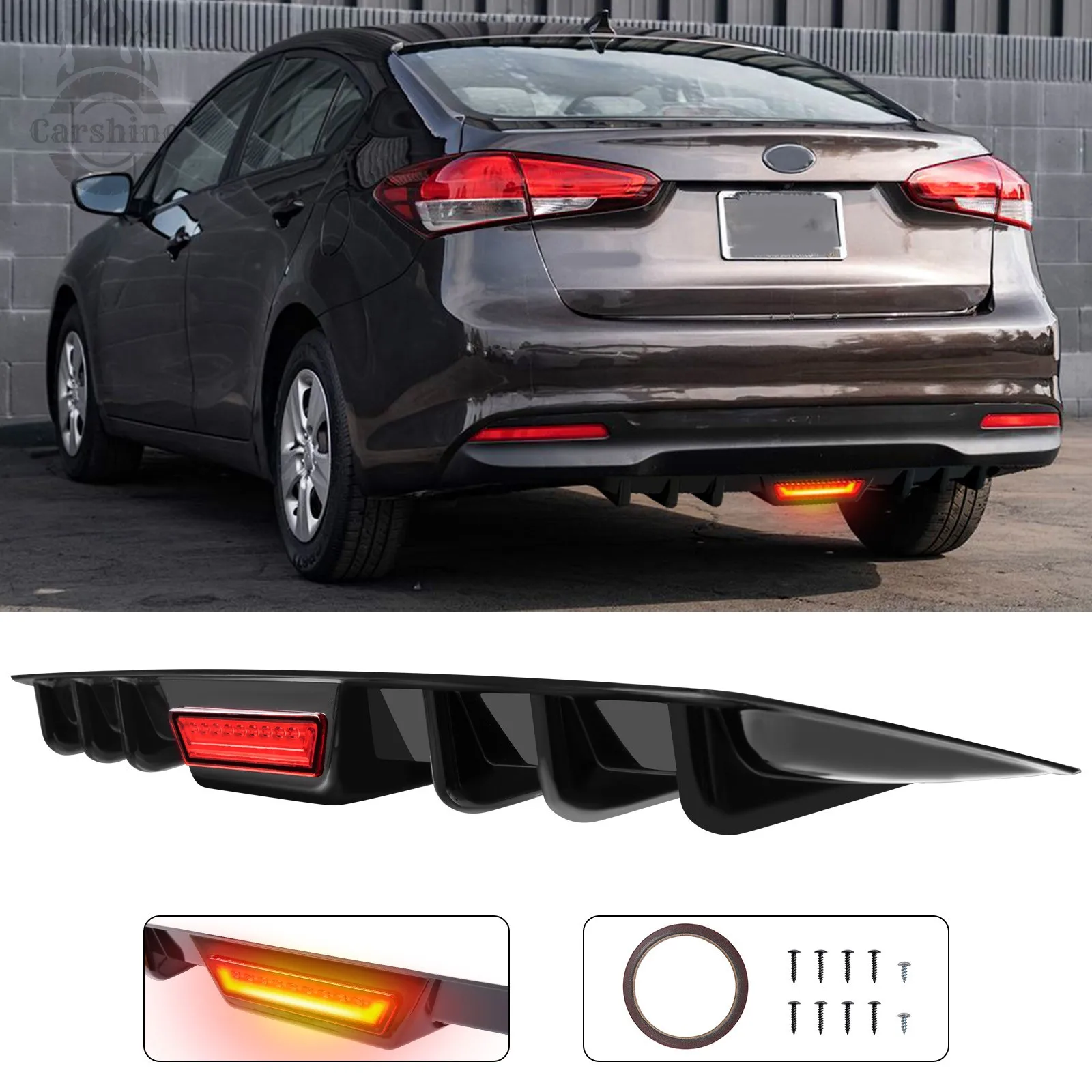 

Диффузор заднего бампера с LED-подсветкой стоп-сигнала для Kia Forte 2001-2019