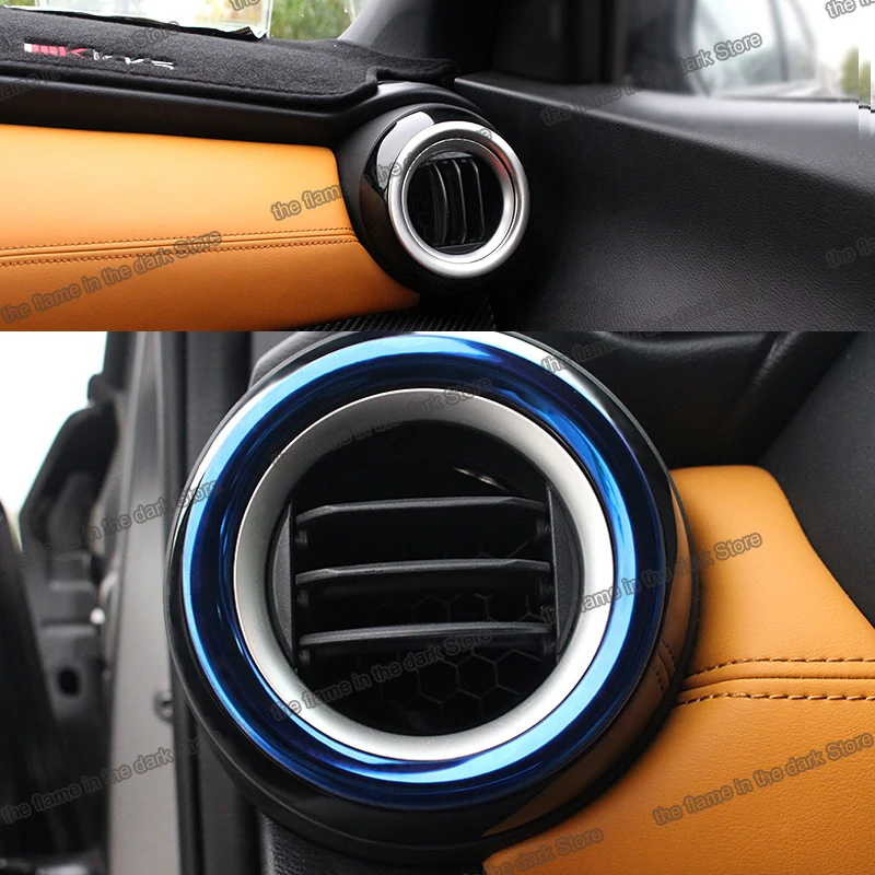 carbon fiber Car Interior Dashboard Air Vent Outlet Ring Trims for Nissan Kicks 2017 2018 2019 2020 2021 Accessories chrome 2022