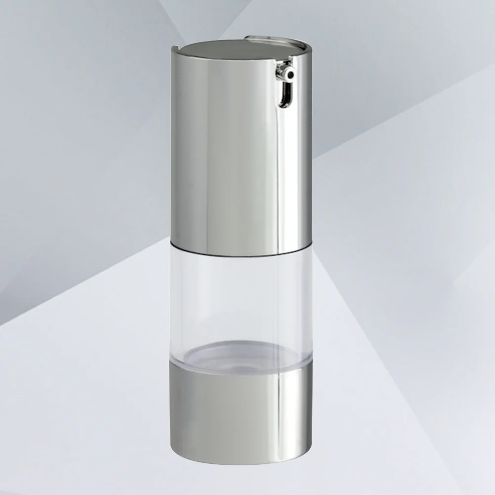 زجاجة مضخة بدون هواء 15 مل موزع مستحلب فضي شفاف لحماية الأساس من زجاجة مضخة الأكسدة بدون هواء #1