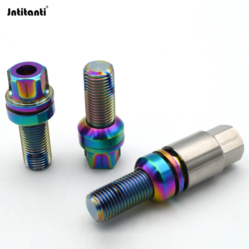 Jntitanti Gr5 Titanium Ti-6Al-4V Anti-theft Ball Seat Washer Wheel Bolts M14x1.5x28/30/35/40/45MM for VW AUDI