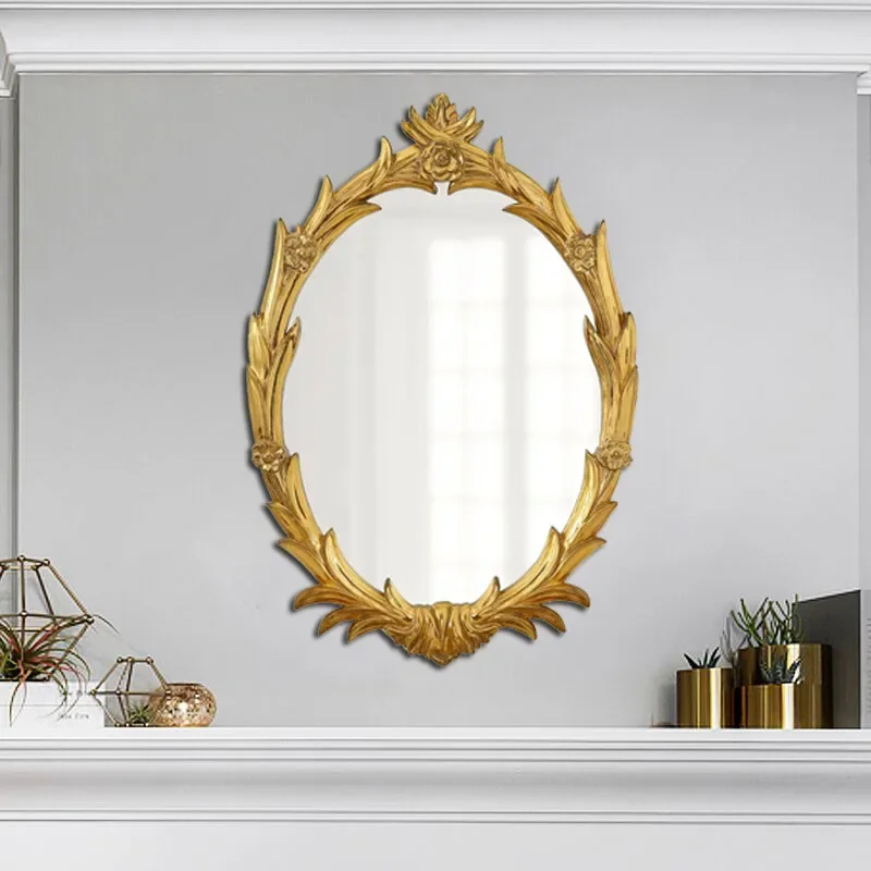 High-end oval vanity mirror ancient mirror office retro wedding creative French desktop bathroom wall hanging