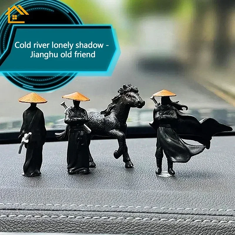 9X-Mini Figurines Decorative 50mm Ancient Sino-Japanese Samurai Warriors Office Cubicle Home Desktop Car Interior Model Gifts