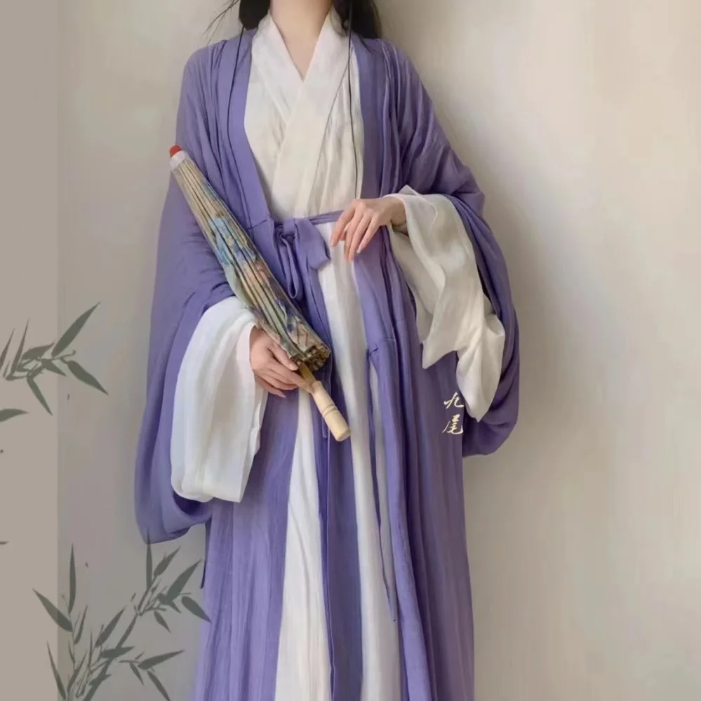 Abito da donna Hanfu costumi Hanfu antichi tradizionali cinesi classici 3 pezzi abito Hanfu quotidiano retrò blu e bianco
