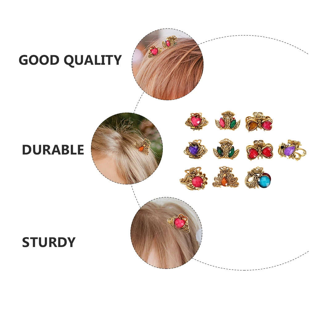 10pcs Hair Claw Clips Women Small Hair Clamps Vintage Mini Jaw Clip For Daily Office Hairstyles Durable Comfortable All Ages