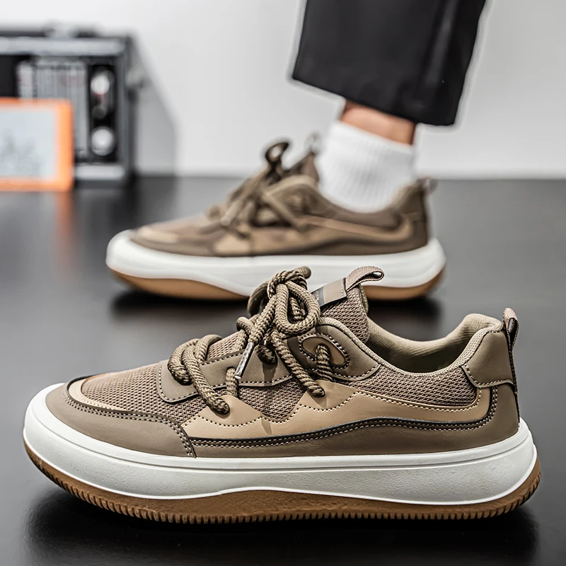 

Fresh Plain Male Vulcanized Shoes Light Breathable Vamp, Soft Comfort Great for Daily Strolls and Casual Daily Dressing