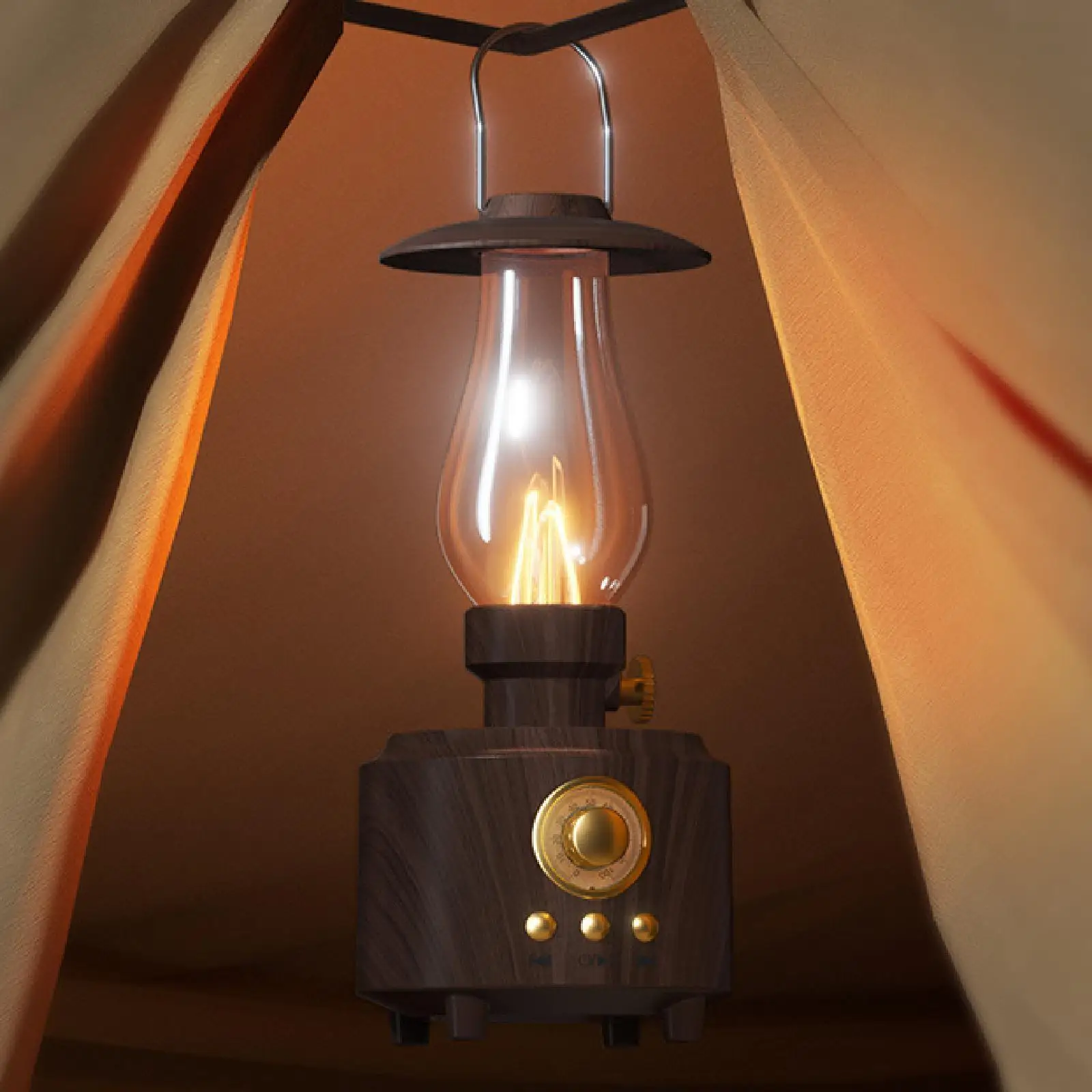 

Retro Table Lamp with Speaker,Bedside Lamp Waterproof Desk Lamp Rechargeable