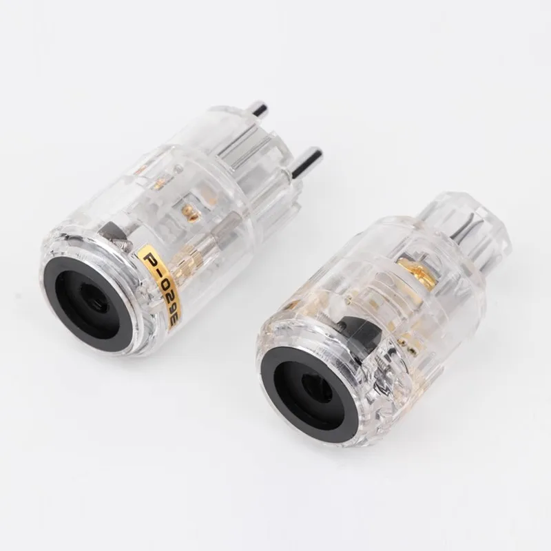 Pair Gold/Rhodium Plating Schuko Power Plug hifi IEC Connector DIY For Audio Pair plug adapter