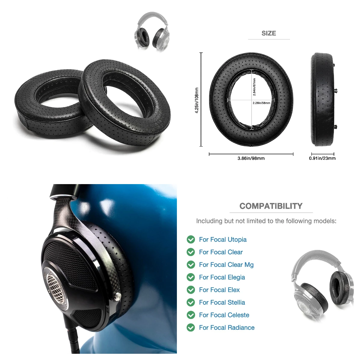 

Ear Pads For Focal Clear MG Pro Utopia,Stellia,Celestee HIFI Headphones replacement Sponge Ear covers Earmuffs