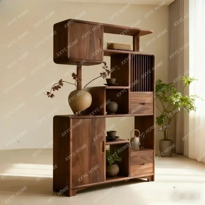 XX Hot sales Song's Aesthetics North Black Walnut Bogu Frame Office Living Room Locker Tea Room