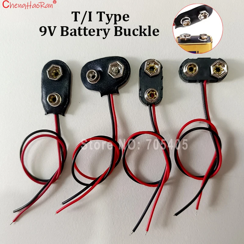 10-20PCS/lot 9V Battery Clips 15cm Black Red 2-Wire Cable Connection Connector Buckle 9Volt Battery Clip Holder for Electronics