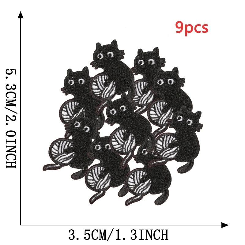 9 stücke Schwarze Katzen Nette Anime Eisen Auf Patches Für Kleidung Gestickte Lot Jacke Stoff Nähen Kinder Aufkleber Pack Diy parche Mochila – Detail 4