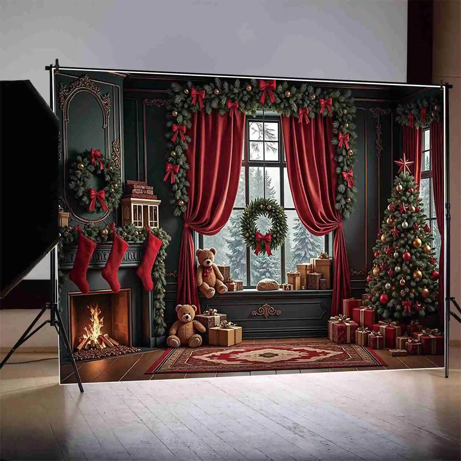 MOON.QG Рождественские украшения фон для фотосъемки ковер свет рождественские елки фон для фотосессии детский студийный реквизит для фотобудки