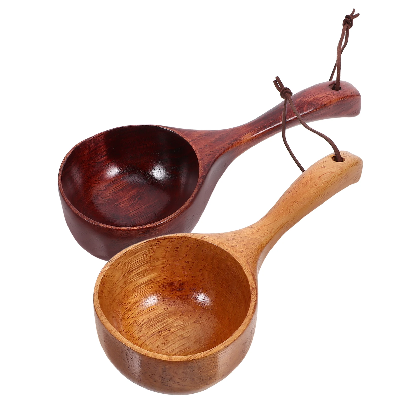 

2pcs Wooden Ladle Set Handle Large Soup Kitchen Tool Practical Sturdy Useful Serving Utensil Cookware Dining Accessories