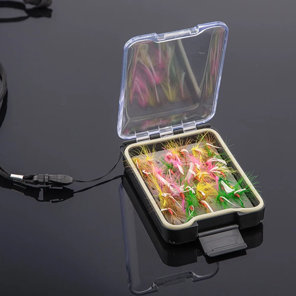 ABS Fly Fishing Box Slim Transparent Lid Fly Lures Box Sponge Insert 10.5*7.5*2.5cm Fly Fishing Hook Box