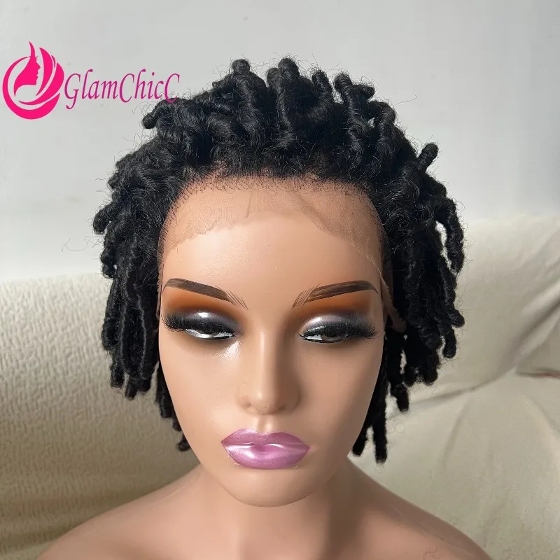 

100% Human Hair 13x4 Front Lace Wigs Premium 14'' 180% Density Afro Small Twist Braid Hollow Curly Glueless Wigs for Black Women