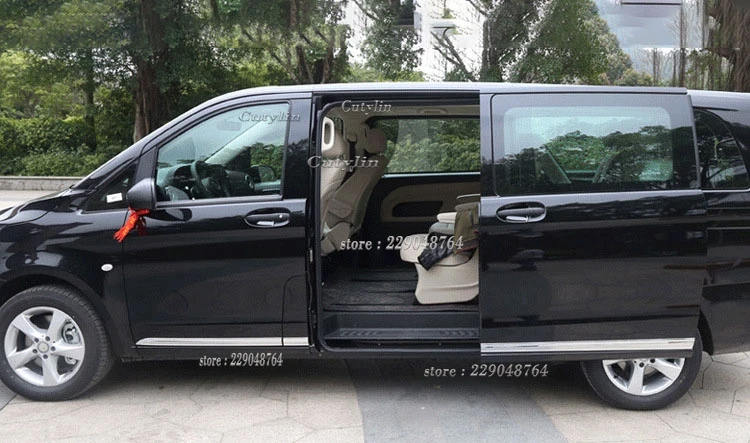 For Mercedes-Benz Vito W447 2016-2020 Car styling detector Stainless Steel chrome Side Door Body Cover trim sticks Strip Molding