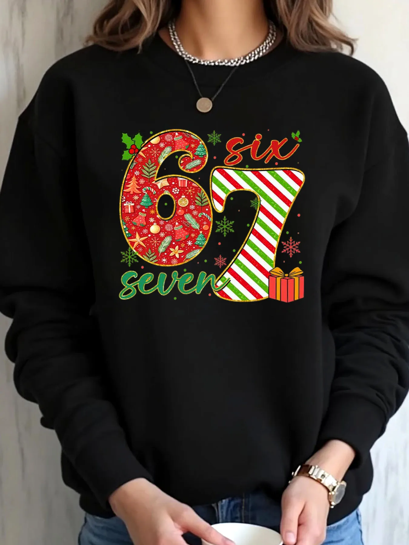 

Women Plus Size Sweatshirt Christmas 67 Pattern Print Outdoor Wear