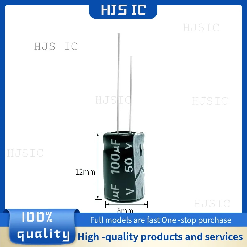 10-30-50PCS NEW 100% quality 50V100UF 8x12MM 100uf 50v 8*12mm 100μF 50v 8X12MM Direct insert aluminum electrolytic capacitor